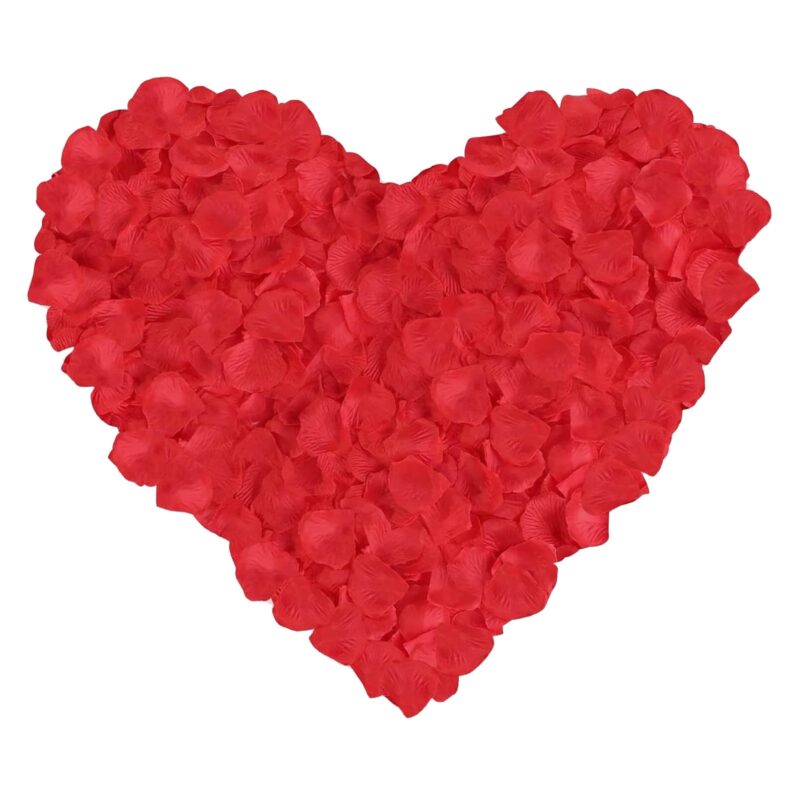 Set de petale artificiale de trandafir, Darklove, 2000 Bucati, Reutilizabile, Nu se decoloreaza, Usor de asortat, Decor romantic pentru nunta, cerere in casatorie, petrecere de aniversare, Material textil, 5x5 cm, Rosu
