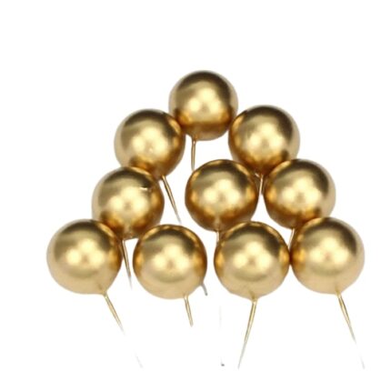 Set VERSAGO cu 10 sfere, decoratiuni pentru ornarea torturilor si prajiturilor, 2 cm, Auriu