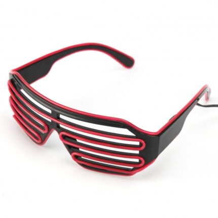 Ochelari luminosi cu fir El Wire, PROCART, 3 moduri iluminare, accesoriu party si festival, invertor baterii, rosu