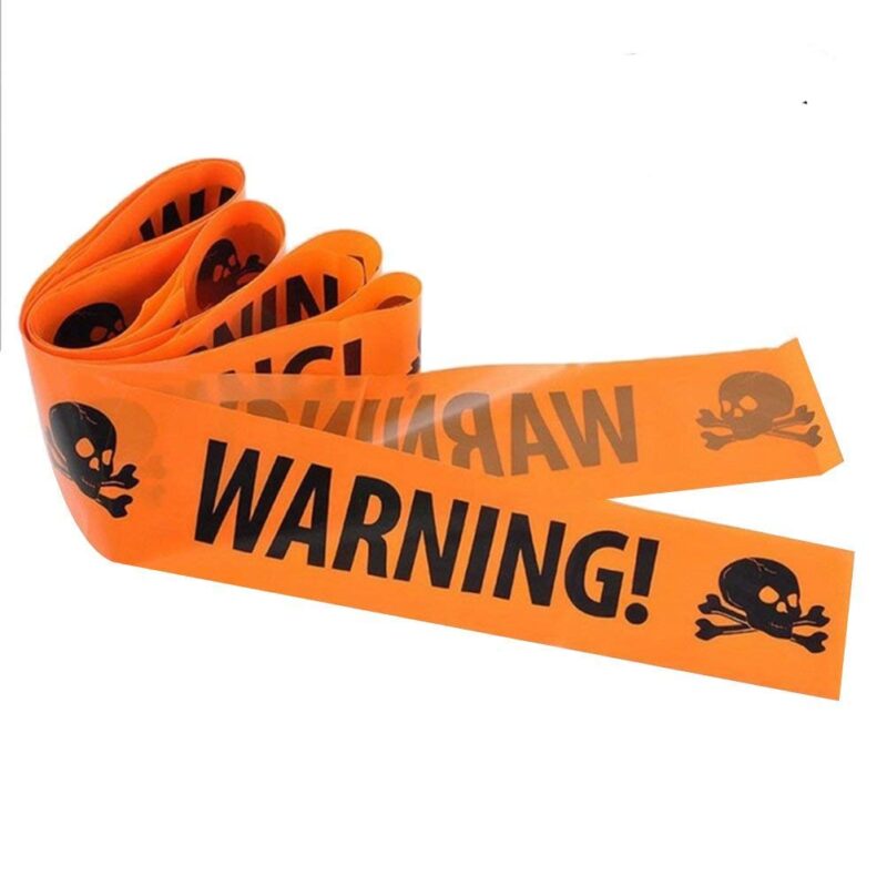 Banda de avertizare decorativa, Koungiam, Tematica Halloween, Plastic, 6 m, Portocaliu/Negru