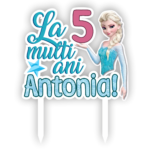 Topper tort UV Personalizat cu nume si varsta Elsa, Inedit Print, TC669, MDF, 10 cm