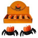 Halloween dovleac lumini set de 12, ZOUN, lumanare electronica cu LED-uri, in forma de paianjen, potrivit pentru petrecere, Halloween, sperie, material PP, culoare portocalie