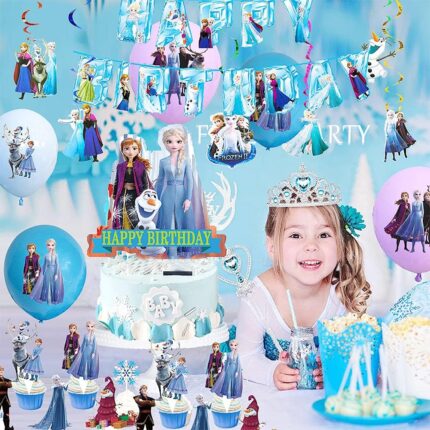Set 40 baloane si decoratiuni FROZEN, zi de nastere, petrecere, aniversare, latex, hartie, multicolor