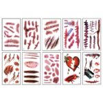 Autocolante pentru tatuaje de Halloween, Set/pachet de 10 tipuri, Multicolor