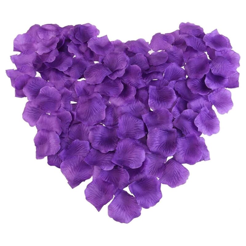 Set de petale artificiale de trandafir, Darklove, 2000 Bucati, Reutilizabile, Nu se decoloreaza, Usor de asortat, Decor romantic pentru nunta, cerere in casatorie, petrecere de aniversare, Material textil, 5x5 cm, Violet