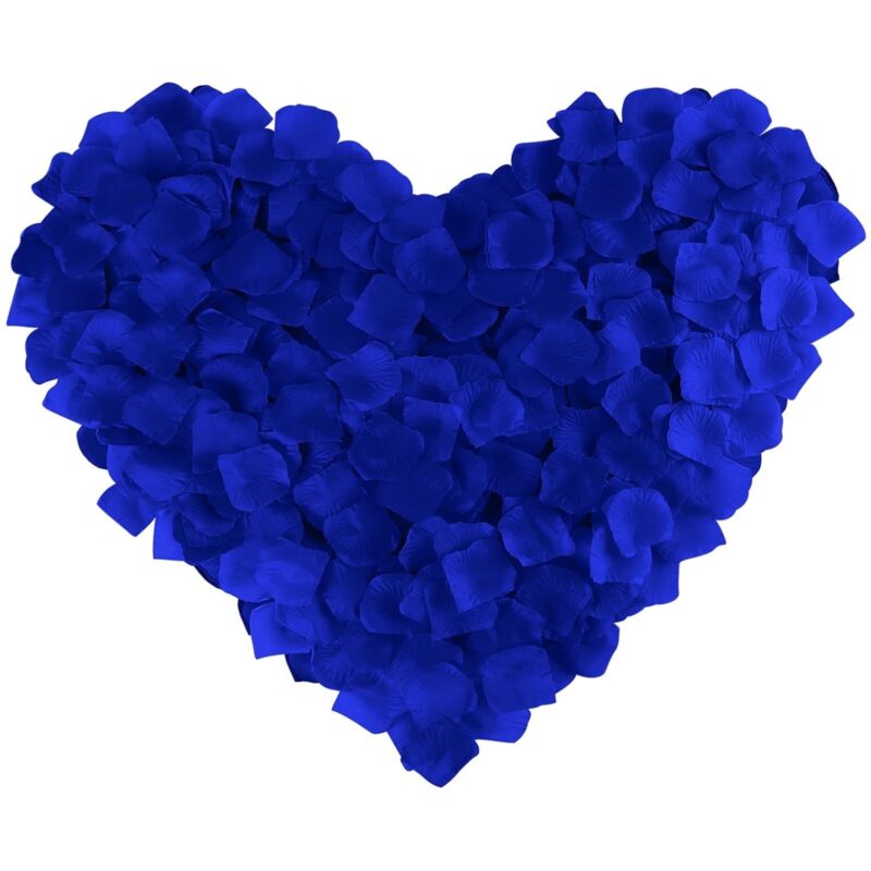 Set de petale artificiale de trandafir, Darklove, 2000 Bucati, Reutilizabile, Nu se decoloreaza, Usor de asortat, Decor romantic pentru nunta, cerere in casatorie, petrecere de aniversare, Material textil, 5x5 cm, Albastru
