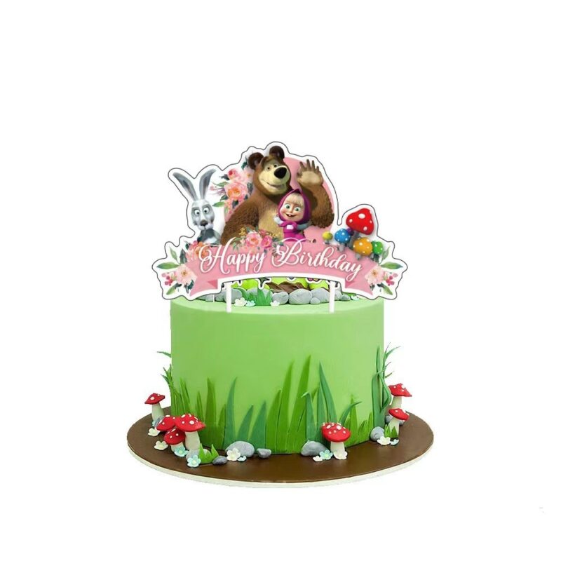 Topper REDQUIT Masha and the Bear pentru tort, verde