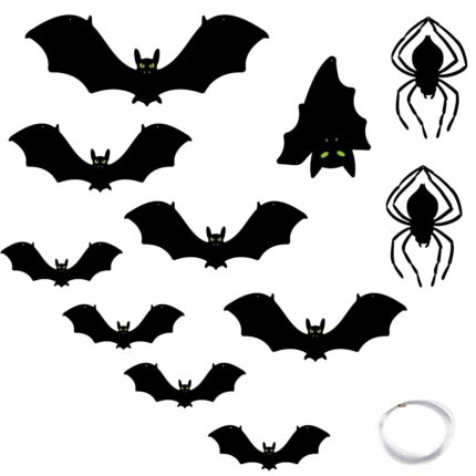 Set Atelier accesorii decorative pentru Halloween, FreeBiz®, PP, Paianjen/Liliac, 12 piese, Negru