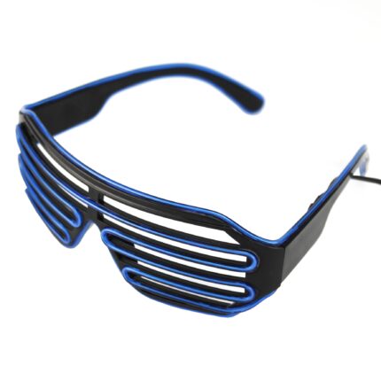 Ochelari luminosi cu fir El Wire, PROCART, 3 moduri iluminare, accesoriu party si festival, invertor baterii, albastru