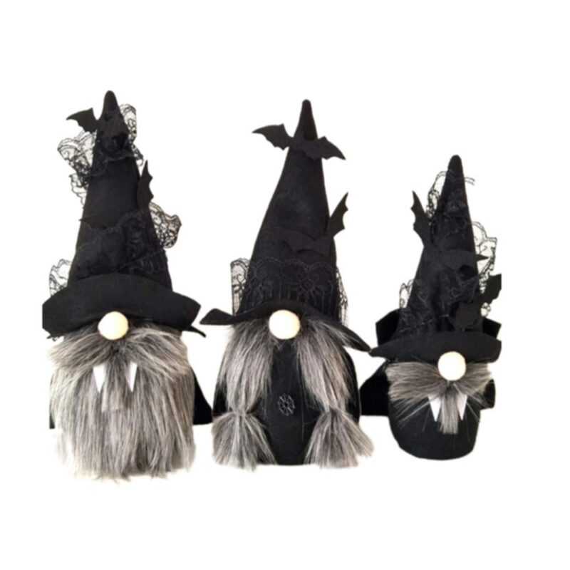 Set de papusi Gnome, trei membri ai familiei, Decoratiuni Halloween, plus, Negru