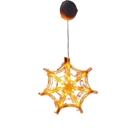 Decoratiune pentru Halloween cu lumini, Nozibye®, lumini de decorare pentru petrecerea de Halloween, agatabile magnetic, alb cald, panza de paianjen, portocaliu