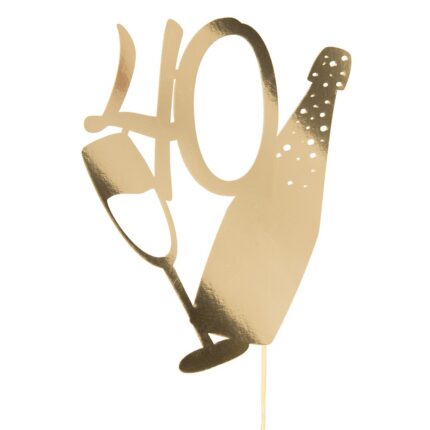 Cake topper, PartyCollection, 40 ani, 16x11 cm, Auriu