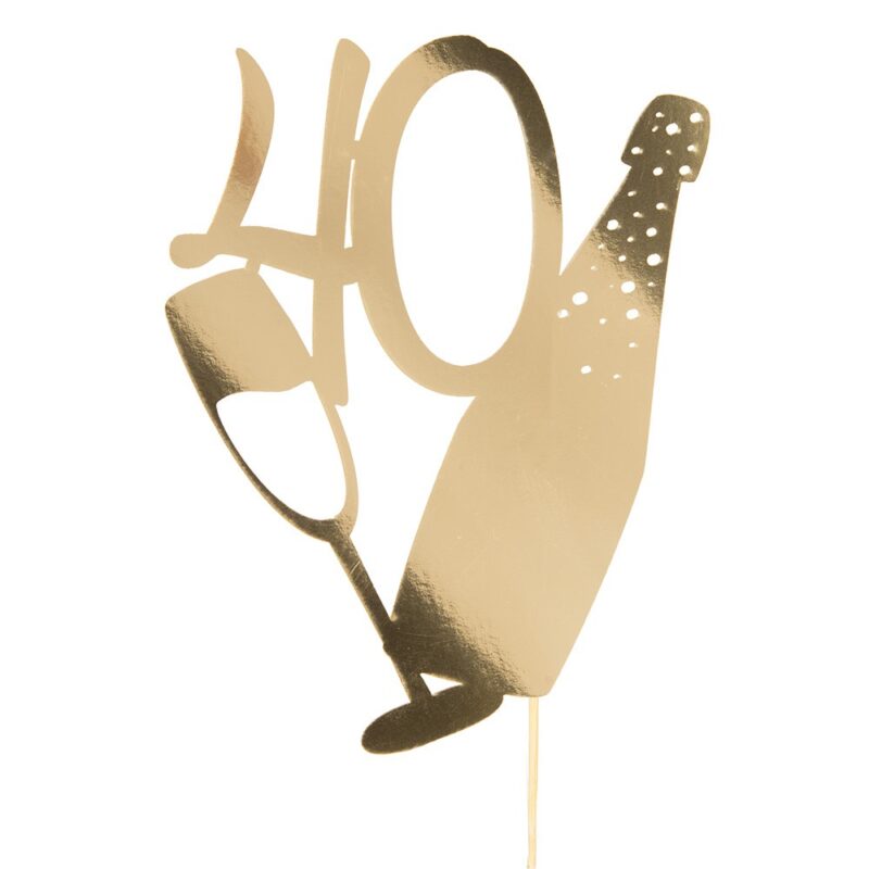Cake topper, PartyCollection, 40 ani, 16x11 cm, Auriu
