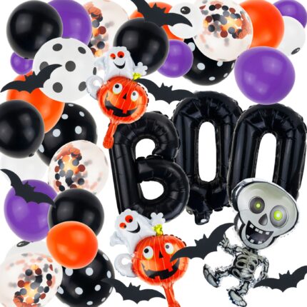 Set decorativ Halloween, baloane latex, girlanda, elemente diverse, multicolor