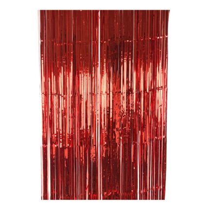 Perdea decorativa pentru petreceri, folie metalizata, rosu, 1 x 2 m