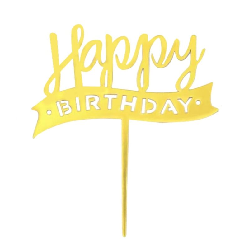 Topper tort Happy Birthday, Ronyes®, Inedit Print, Auriu