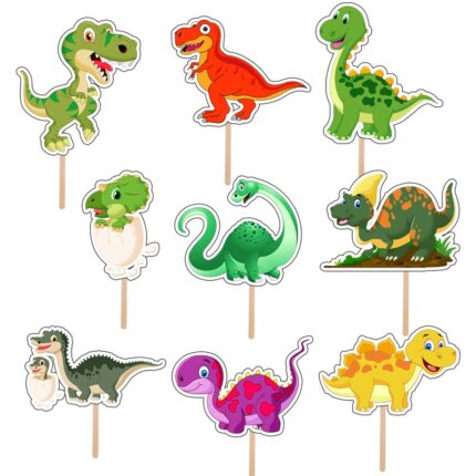 Set 9 figurine tort Dinozauri, KZE Prints, Photo Paper Glossy