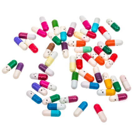 Gadget, Set Pastile Dragoste, Capsule Cu Cartonase Goale, Inel De Aur, Medicament Pentru Dorinta Si Tristete, 50 Bucati, Multicolor