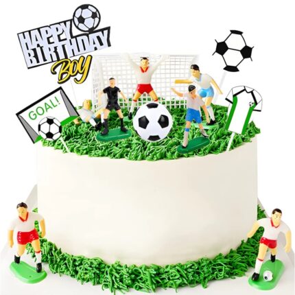 Set 15 decoratiuni pentru tort, zi de nastere, petrecere, aniversare, fotbal, hartie, multicolor