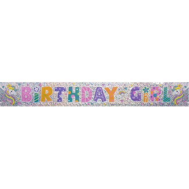 Banner pentru zile de nastere Antbro® cu mesaj Birthday Girl, pentru fetite, 266x11cm