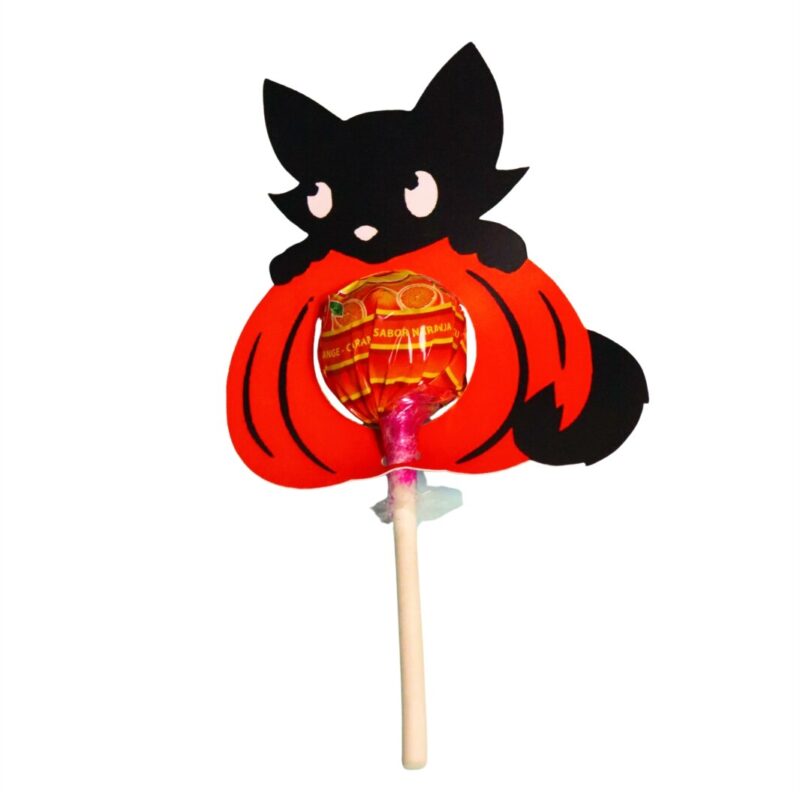 Decoratiune de Halloween, Bomboana Chupa Chups, Portocaliu, 7, 5×8 cm, DH081