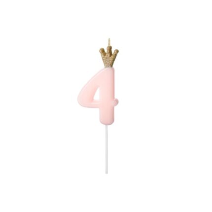 Lumanare aniversara cifra 4, roz deschis, 9,5 cm