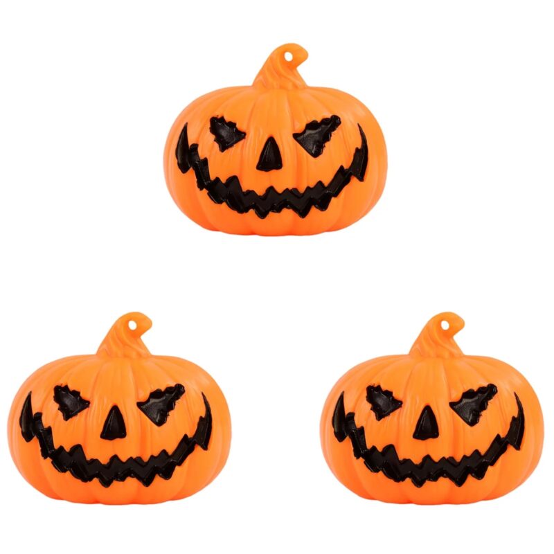 Set de trei luminite cu dovleac, JENUOS®, 6.30*6.30*5.20cm, pentru Halloween, 32g