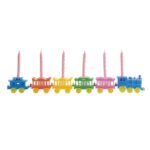 Set decor tort plastic si lumanari tren 12 buc