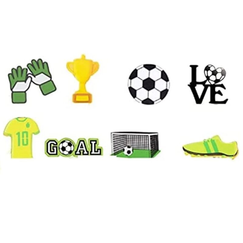 Set decoratiuni pentru ornare tort Hjhl, hartie, multicolor, fotbal, 8 piese