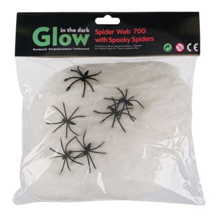 Set Panza de paianjen fosforoscenta pentru Halloween, 6 paienjeni inclusi, 70 g
