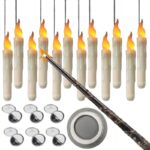 Set 12 lumanari plutitoare fara flacara LED, telecomanda cu bagheta magica, Alb