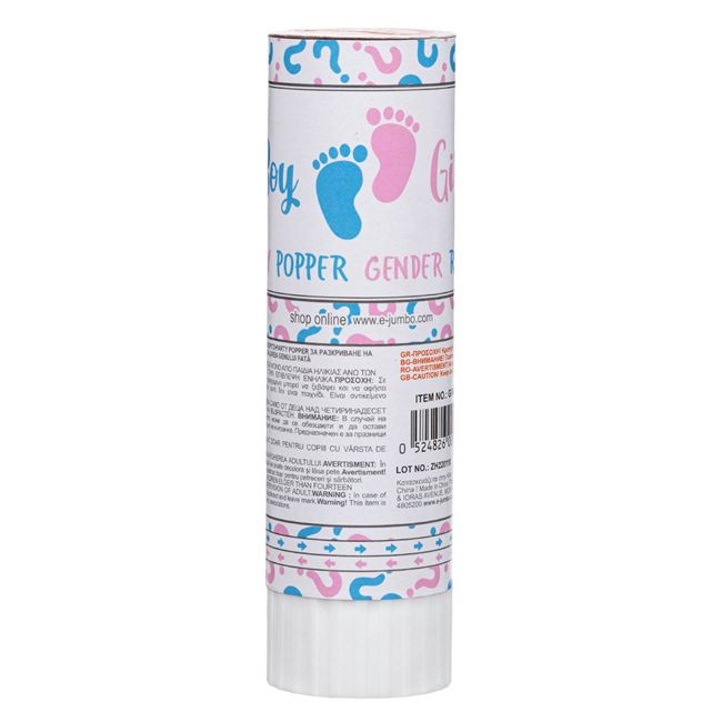 Tun Party Popper Gender Reveal cu Confeti Roz
