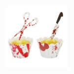 Set 12 ambalaje pentru cupcake de Halloween, Kaxyrooz, Hartie, Decoratiuni 6 cutite/6 foarfece, Multicolor