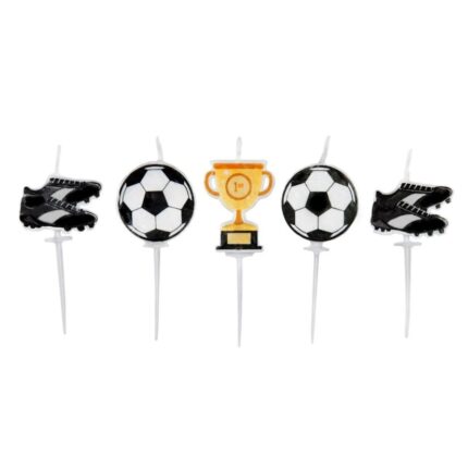 Set 5 lumanari tort cu tematica fotbal