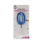 Lumanare tort, cifra 0, Albastru Neon, 15 cm