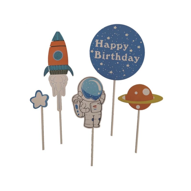 Topper multicolor, spatiu, happy birthday