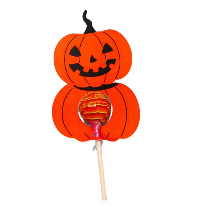 Decoratiune de Halloween, Bomboana Chupa Chups, Portocaliu, 8×12 cm, DH079