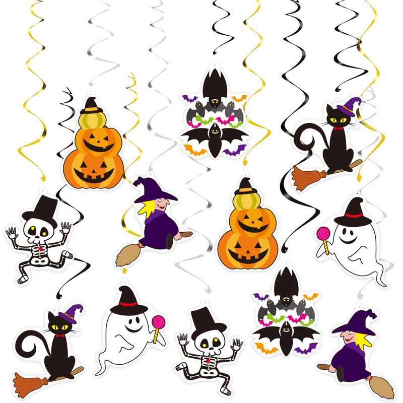ZOUN Set de decoratiuni suspendate, Halloween, pentru festivaluri, petreceri, PVC, multicolor