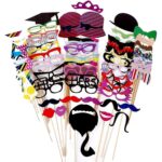 Set 76 accesorii pentru petrecere, BOMSTOM, foto props, mustata, palarie si ochelari, multicolor