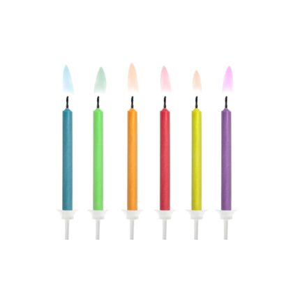 Set lumanari cu flacari colorate, multicolor 6 buc