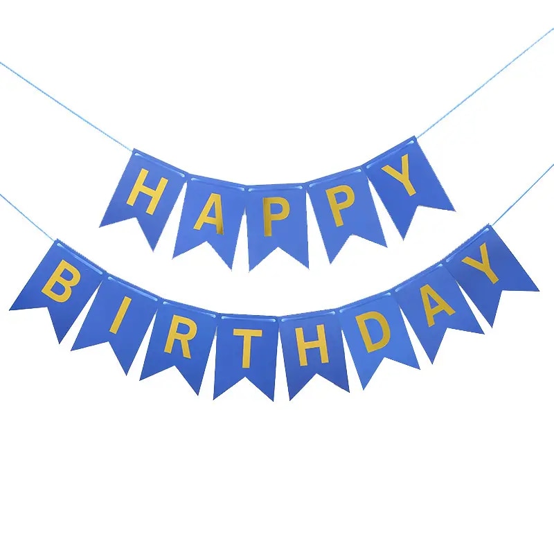 Banner Happy Birthday, Ghirlanda, 2.5m x 17cm, Albastru, Ropet