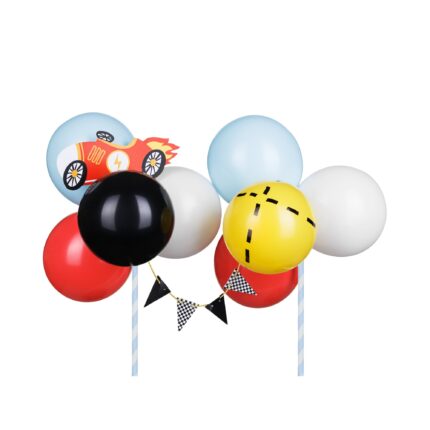 Topper pentru tort cu baloane masini de curse, 29 cm, PartyDeco