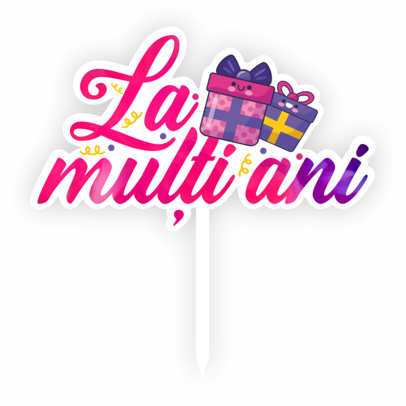Topper tort UV La multi ani, MDF, Inedit Print, TC1011,12 cm