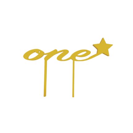 Decoratiune tort, "ONE" topper one year of happiness, primul an de fericire 12,5x 19,2 cm auriu