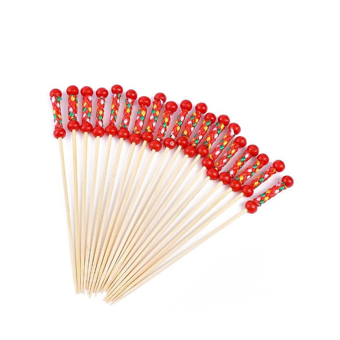 Scobitori VERSAGO din bambus pentru cocktail, gustari si aperitive Saber, rosu, 100 buc, 12 cm