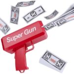 Pistol de aruncat bani, pentru petreceri cu 100 de bancnote incluse, culoare Rosu, HAPPY JOKER®