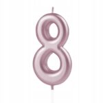 Lumanare tort cifra 8, Party, 10 cm, Rose gold