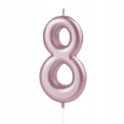 Lumanare tort cifra 8, Party, 10 cm, Rose gold