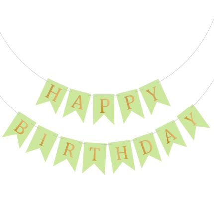 Banner Happy Birthday, Ghirlanda, 2.5m x 17cm, Verde, Ropet