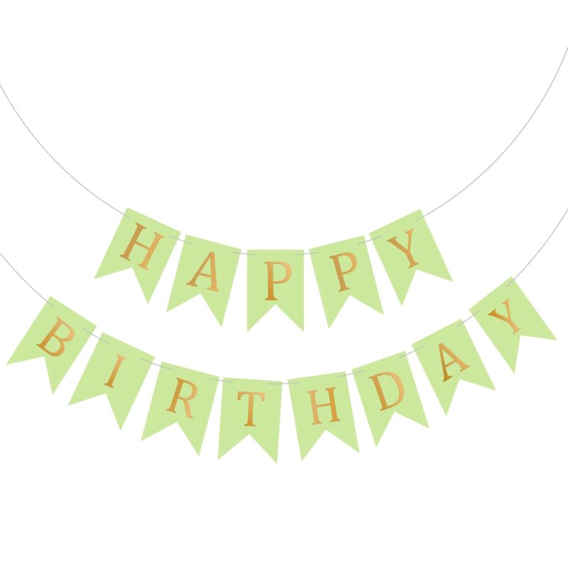 Banner Happy Birthday, Ghirlanda, 2.5m x 17cm, Verde, Ropet